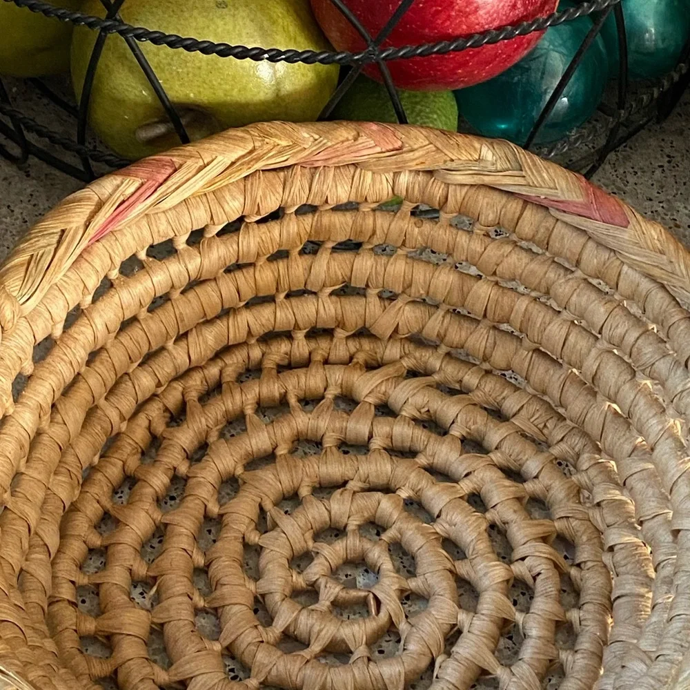 Vintage Hand Woven Basket With Handles
